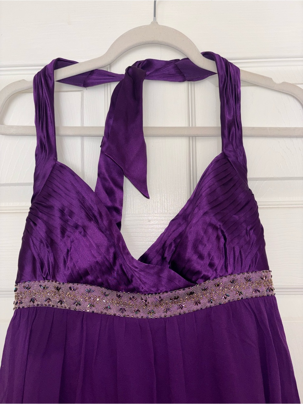 Adrianna Papell Purple Halter Evening Camisole with Beaded Waist